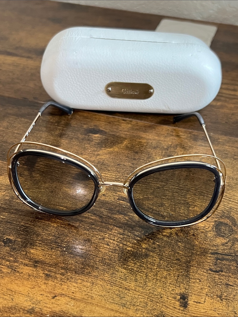 Chloe Black and Gold Cat-Eye Sunglasses
